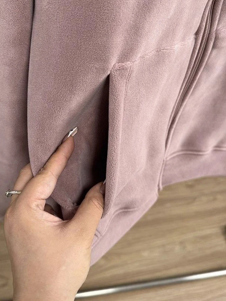 女性用両面フード付きジャケット,ゆったりとした厚手のカジュアルウェア,暖かいフリース,韓国スタイル,冬