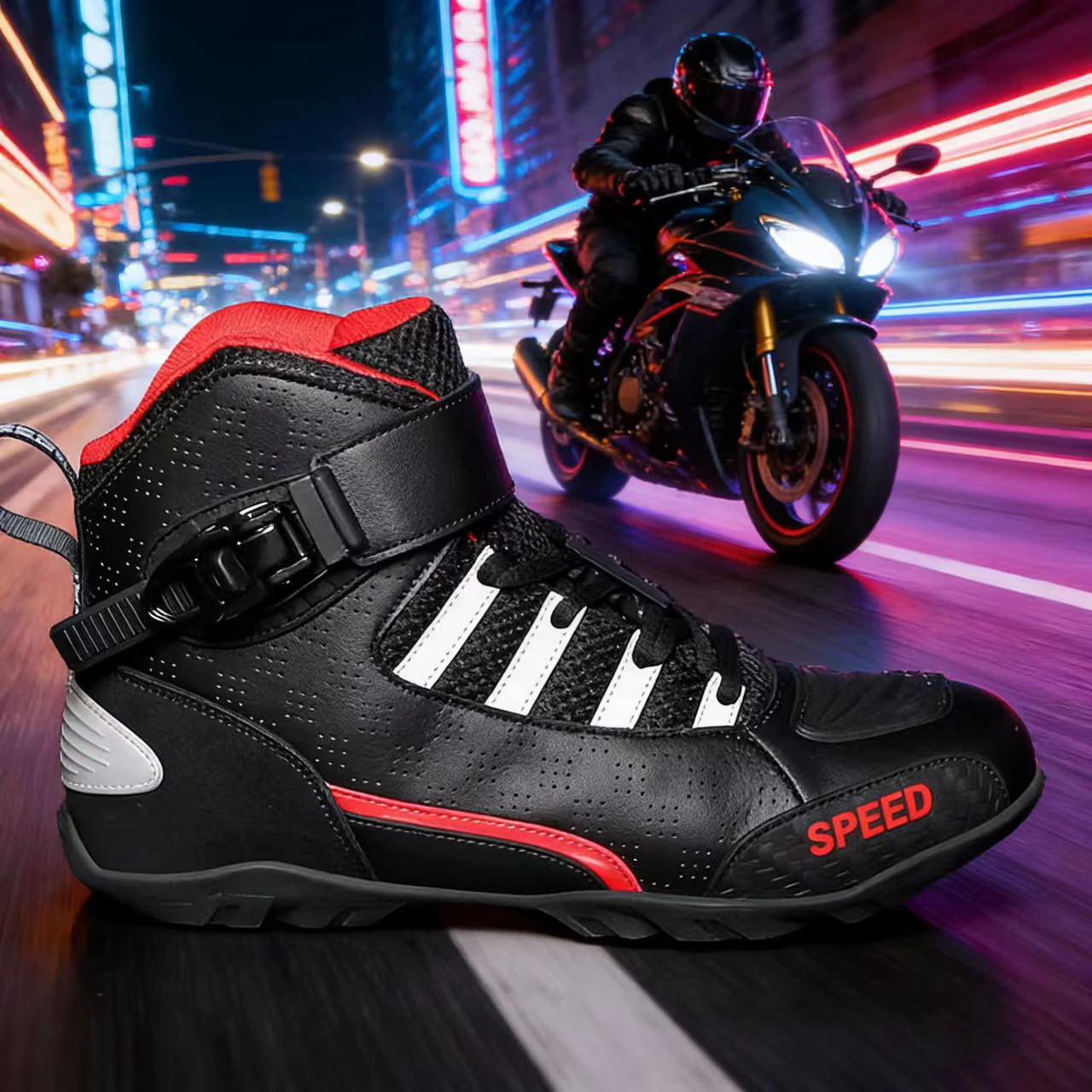 

Men's Winter Motorcycle Boots - High-Top, Non-Slip, Comfortable Footwear for Outdoor Riding