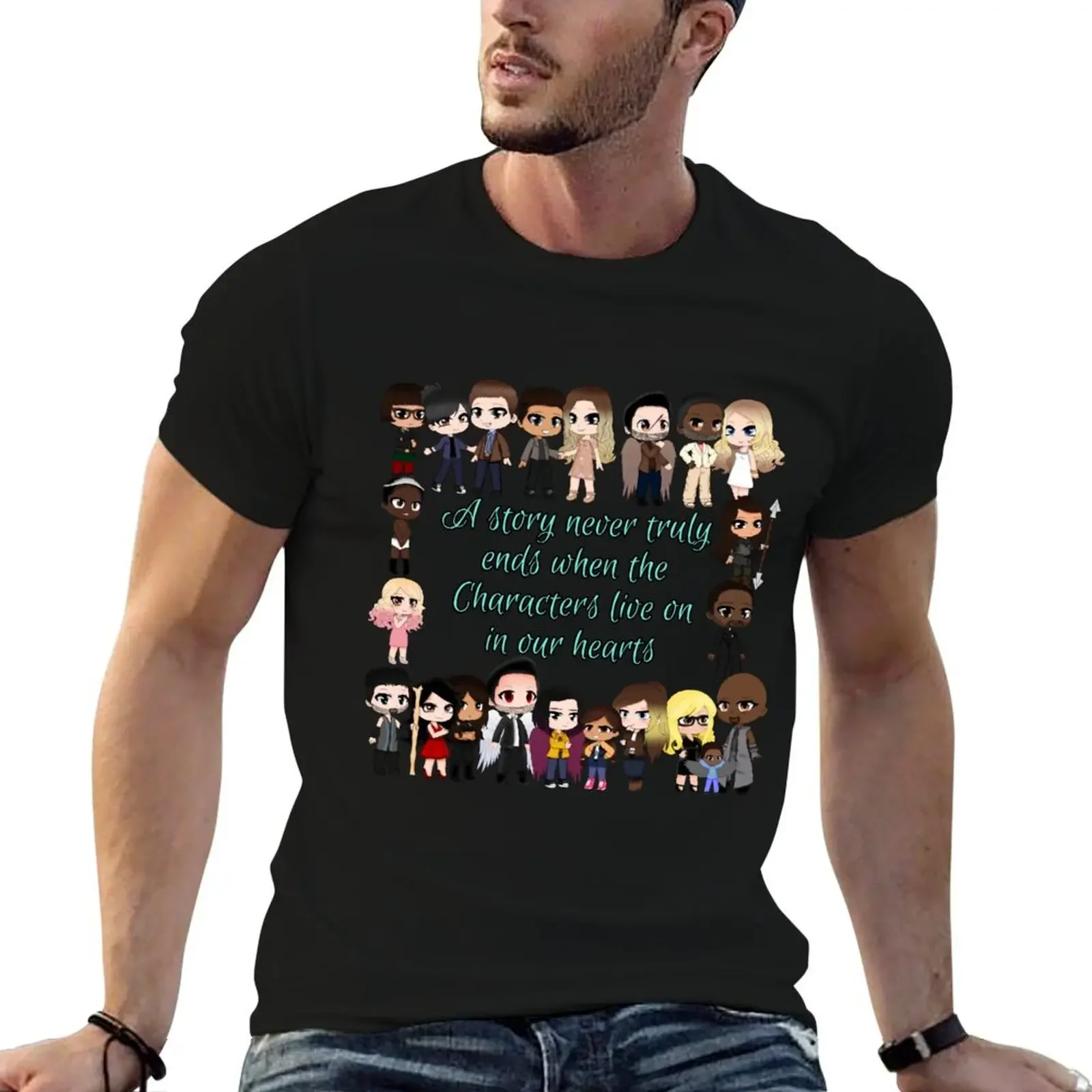 

Lucifer whole cast gacha story never ends T-Shirt tops heavyweights Short sleeve tee men