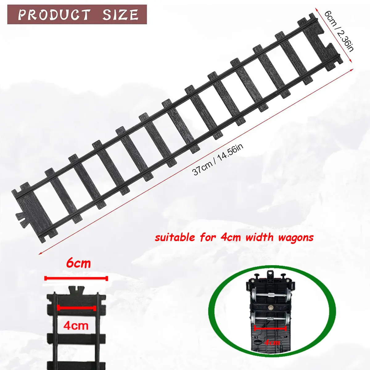6cm wide Rail Track Expansion Flexible Track Rails Suitable for 4cm Width wheel-base RC train Accessories DIY Buiding Block Toys