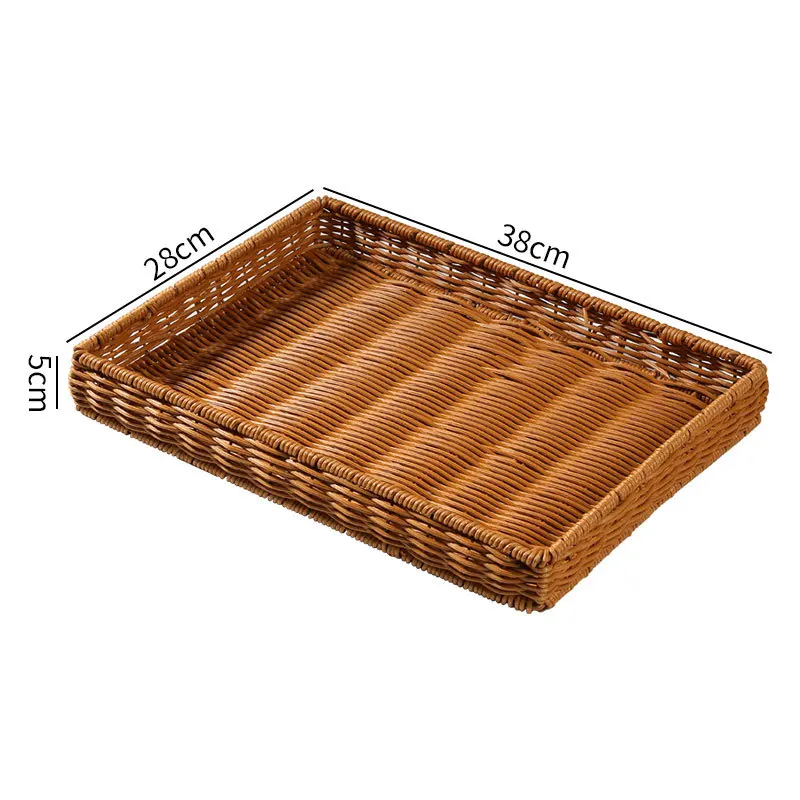 

Hand-woven Rattan Basket Fruit Tea Snack Bread Basket Cosmetic Rectangular Japanese-style Storage Box Household Kitchen Supplies