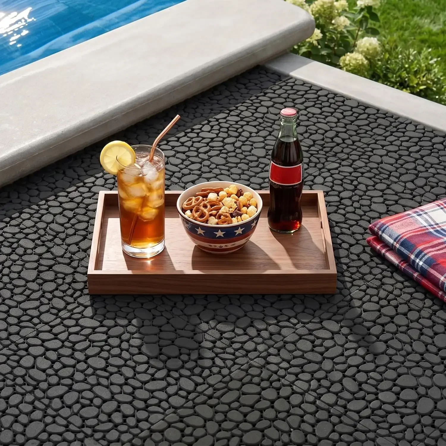 Plastic Interlocking Cobbled Stone Tile, 12