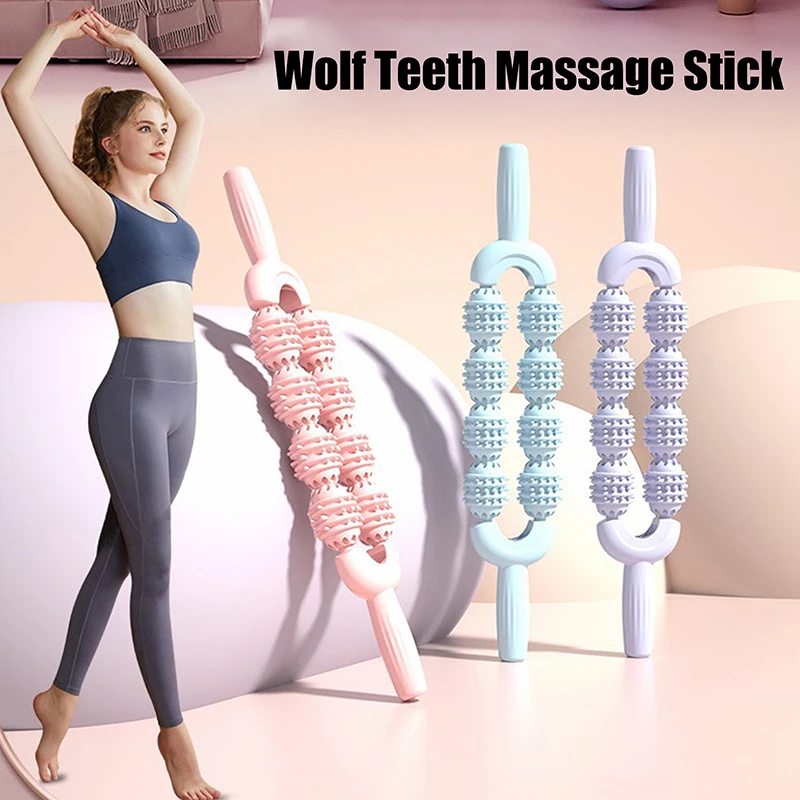 Massage Roller Stick Deep Tissue Relief Tool Manual Massage Roller Relieves Muscle Tightness Comfortable Double Row Roller Leg