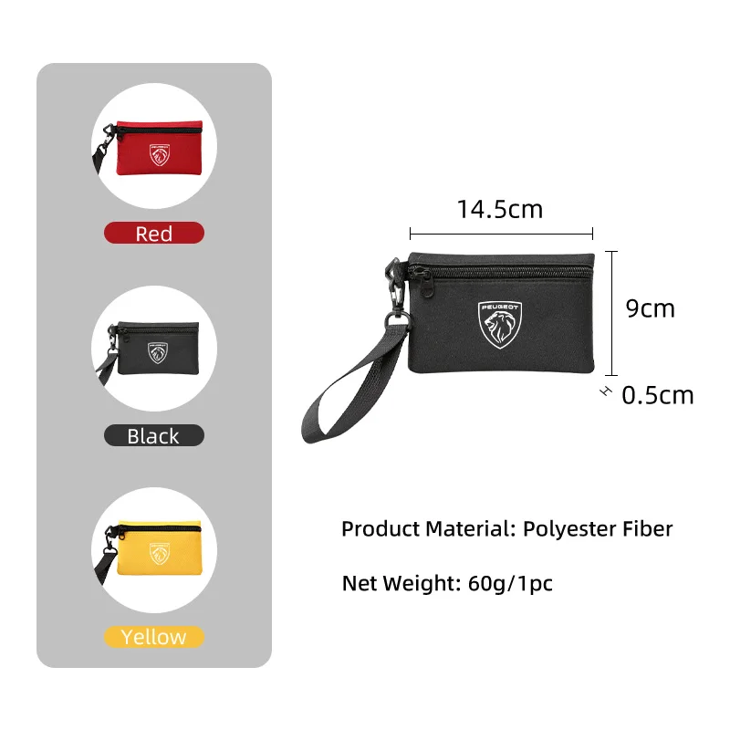 قماش محفظة نسائية للعملات المعدنية سستة المال جيب الصلبة باليد حقيبة مفاتيح بطاقة المحفظة لبيجو 508 407 2008 5008 307 308 3008 206207 #2