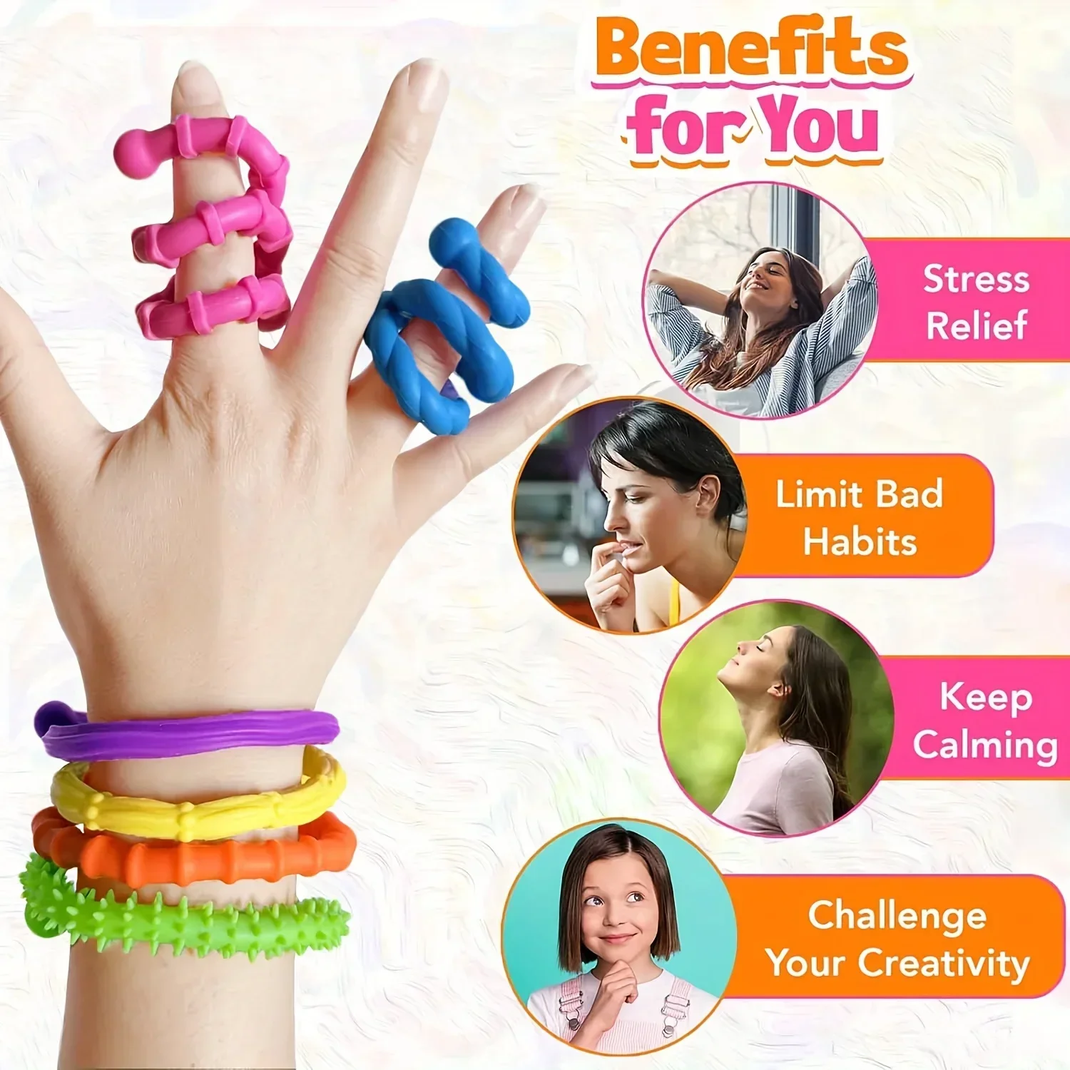 

NEW 6PCS DIY Sensory Strip Fidget Toys Anxiety Stress Relief Stretchy Sensory Fidget Toys Sensory Autism Toys for Kids