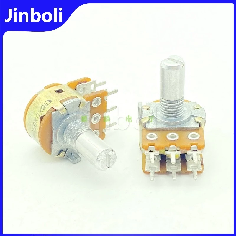 1PCS 16 Type A50K A503 6Pins Dual Power Amplifier Audio Speaker Volume Potentiometer Round Shaft 15mm