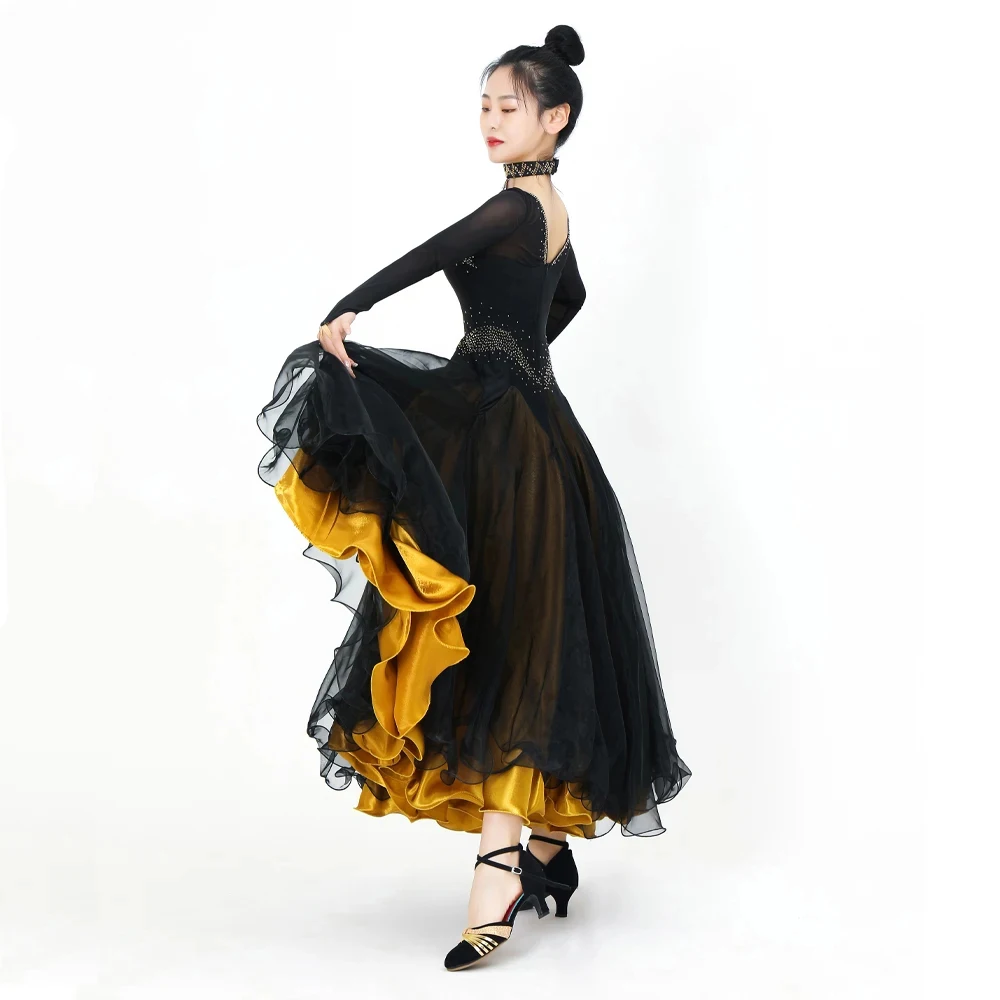 Waltz Dance Suit Ballroom Dress Sequined Outfits Modern Costume Stage Competition Woman Clothing Flamenco 2025 Long Sleeves Sets