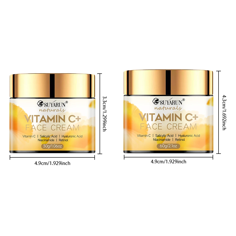 SUYARUN Crema facial con vitamina C de ácido hialurónico y miel: crema hidratante antienvejecimiento iluminadora, crema hidratante de día/noche para la piel.