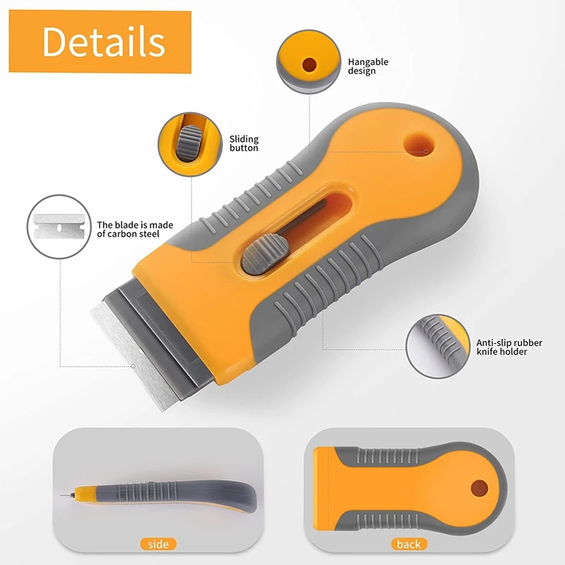 Razor Blade Scraper, Plastic Retractable Glass Scraper With Extra Razor Blades, Cleaning Razor Scraper