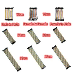 Dupont-Cable de puente macho a macho, macho a hembra y hembra a hembra, accesorio para Arduino, kit para trabajos manuales, 10 cm, 20 cm, 30 cm, 40 pines