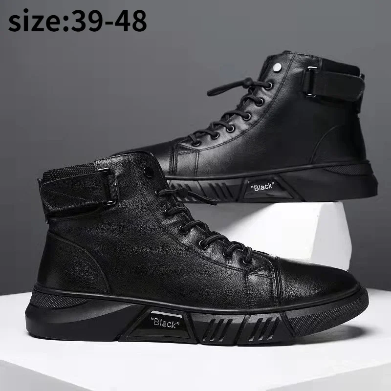 2024 Autumn New High Top Work Shoes for Men Platform Ankle Boots Fashion Quality Boots Outdoor Booties Zapatos De Hombre