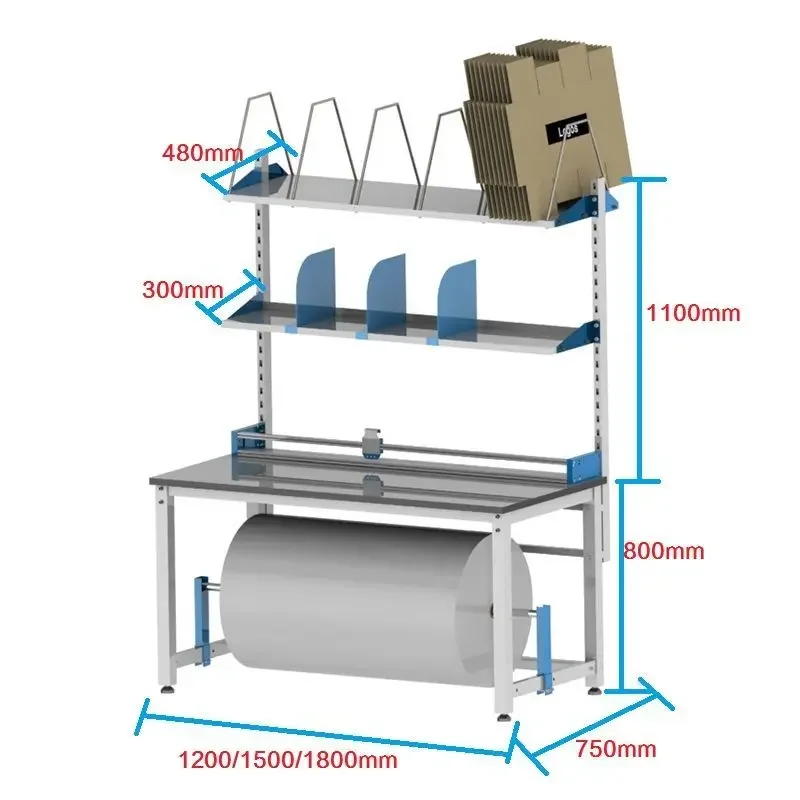 Commercial packing table Film cutting table Bubble film cutting Stainless steel surface Express sealing Anti-static