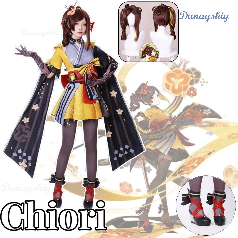 Chiori Anime Game Genshin Impact Cosplay Costume Clothes Wig Shoes Uniform Cosplay Chioriya Boutique Woman Halloween Party