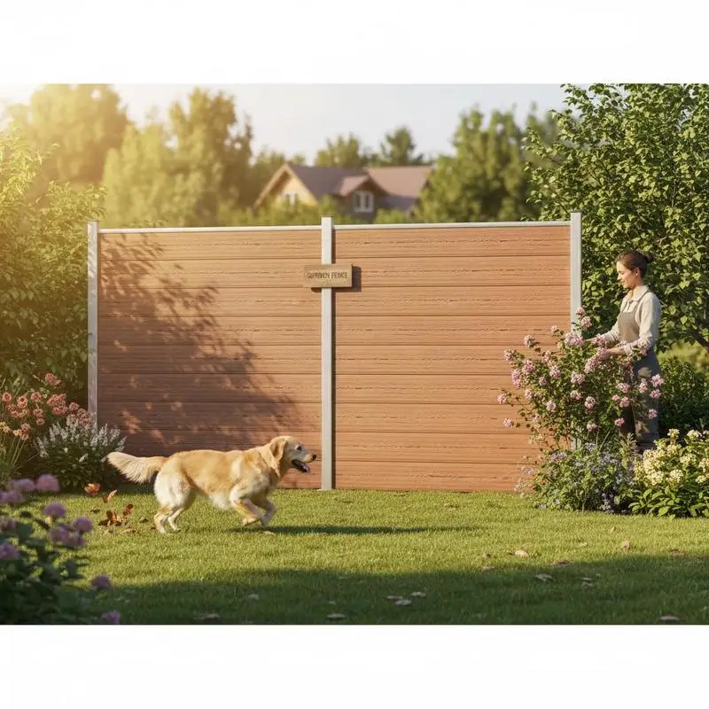 Panneau de clôture WPC 353 x 186 cm, marron, ensemble de clôture de jardin avec profil supérieur en aluminium, aspect bois, système de montage pour jardin, cour, protection de la vie privée, protection contre les regards, projet de bricolage moderne, extension modulaire pour terrasse