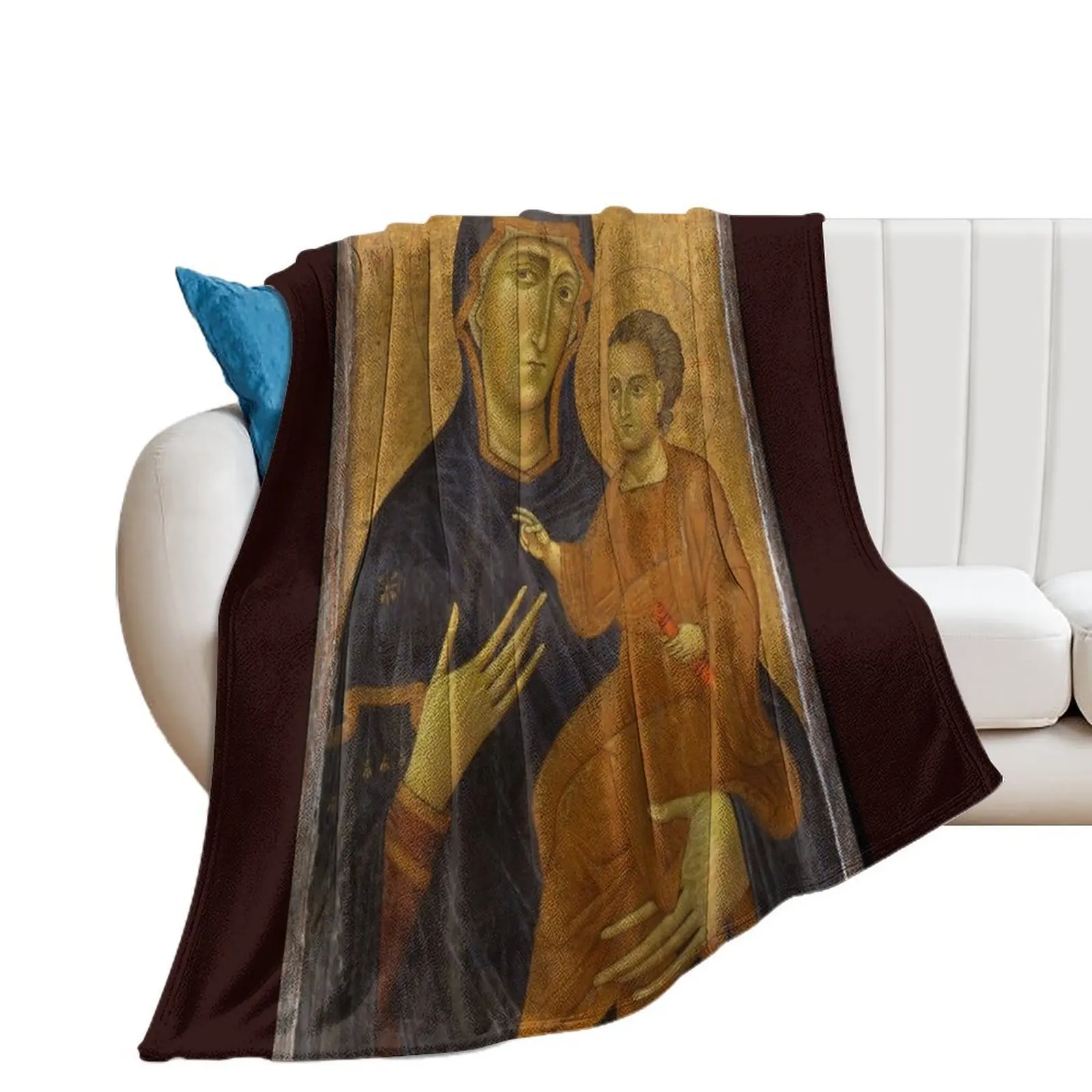 Madonna and Child, Berlinghiero 1300-1500 Throw Blanket Hairy Soft Beds Blankets