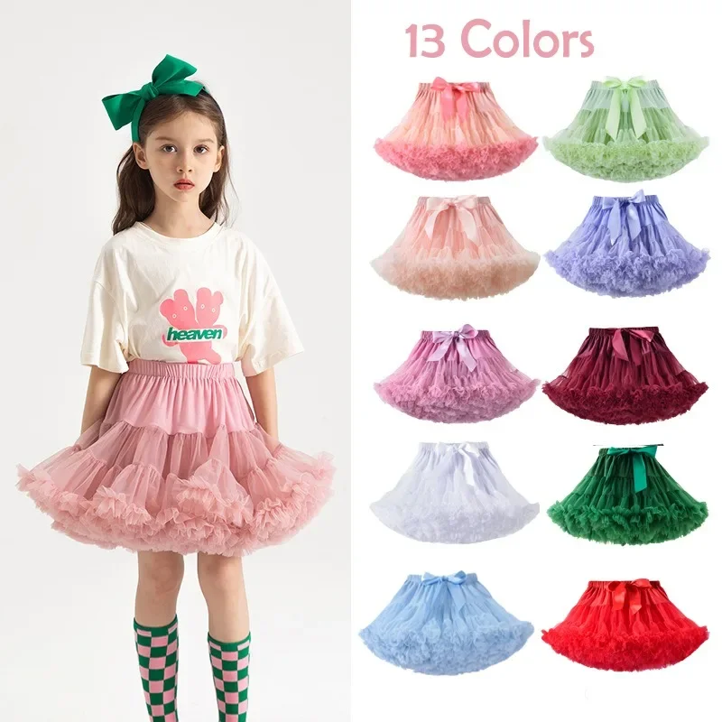 Kids Cute Tutu Skirt Soft Gauze Girl Princess Skirt Fancy Dress Party Ballet Skirt Children' S Birthday Gift Clothes 2024 Summer