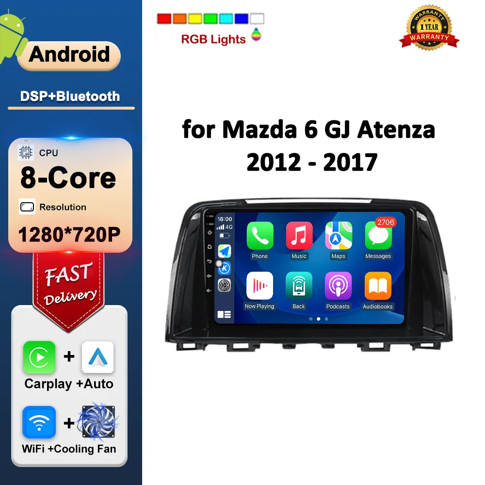 

Wireless Carplay GPS Navi WiFi Android OS for Mazda 6 GJ Atenza 2012 - 2017 Car Video Multimedia Player DSP Stereo IPS Screen