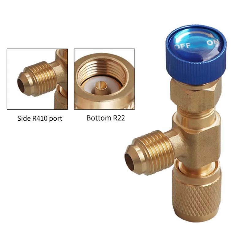 F-T R22 Клапан переменного тока 1/4 дюйма Наполнительное соединение Клапан хладагента кондиционера Ремонт кондиционера и предохранительный адаптер фторида