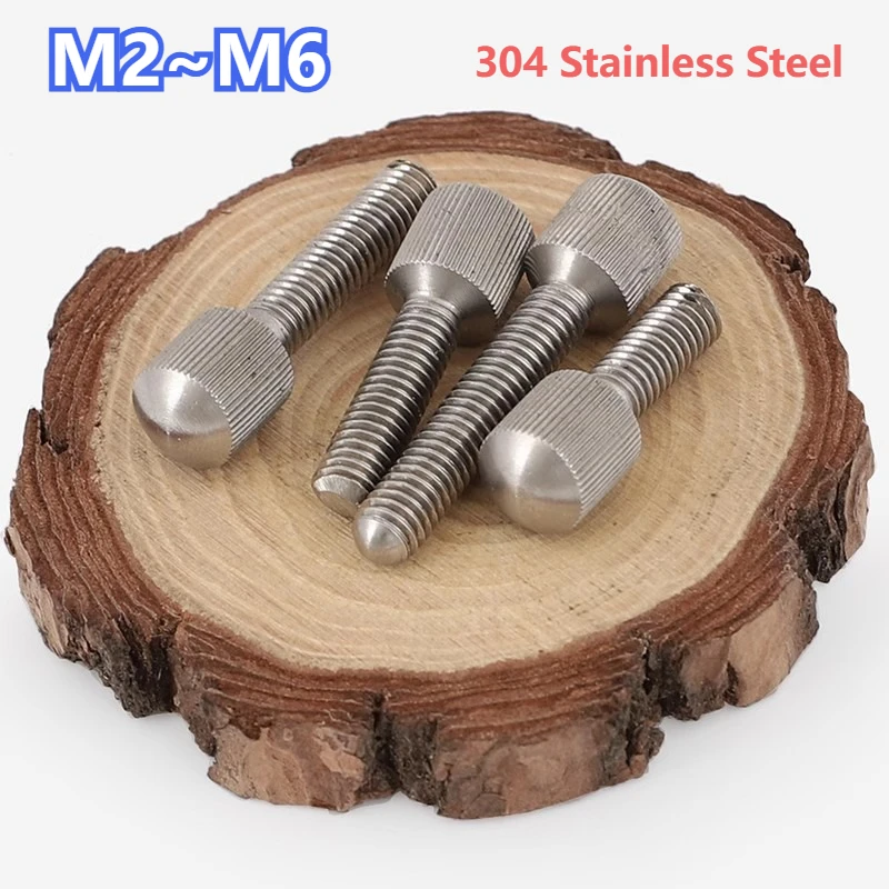 5Pcs Knurled Small Head Hand Tighten Screws 304 Stainless Steel GB836 Thumb Screws Curtain Lock Bolts M2 M2.5 M3 M4 M5 M6