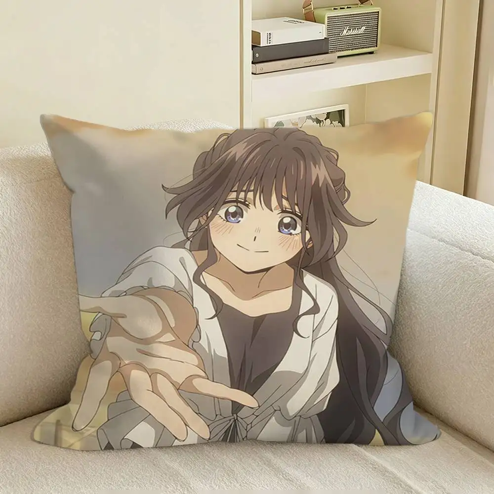 Chestnut Girl Waguri Kaoruko Square Sofa Pillow Cover Solid Color Living Room Home Decor Cushion Case