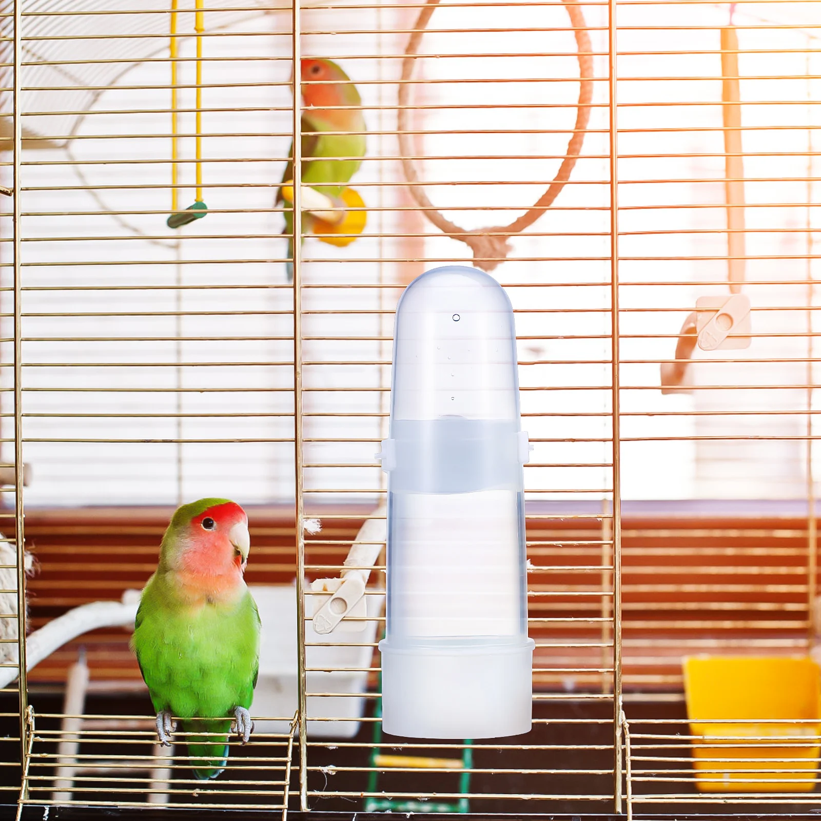 

2pcs Automatic Feeder Parrot Feeder Cup Cockatiel Food Container Cage Mount Clear Body Pet Feeding Holder Indoor Bird Cage