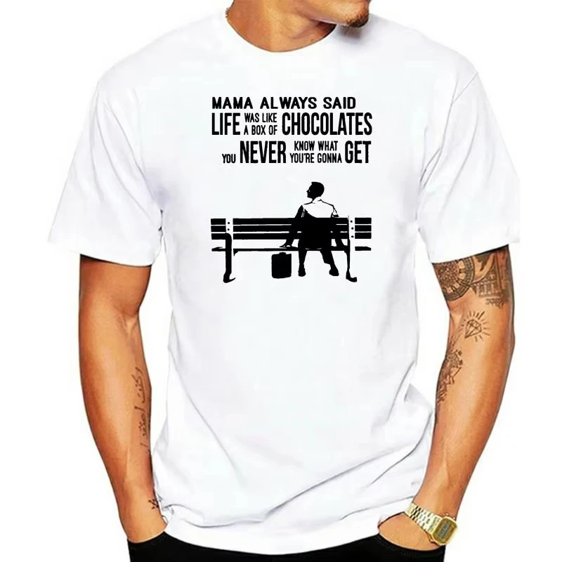 Gran camiseta para hombre, Forrest Gump, la vida era como una caja de chocolates, camiseta para hombre, camiseta con imágenes de verano para hombre, talla europea