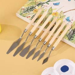 7PCS/Set Oil Painting Scraper Set Paint Wood Handle Palette Knife Art Gouache Paint Painting Scraper