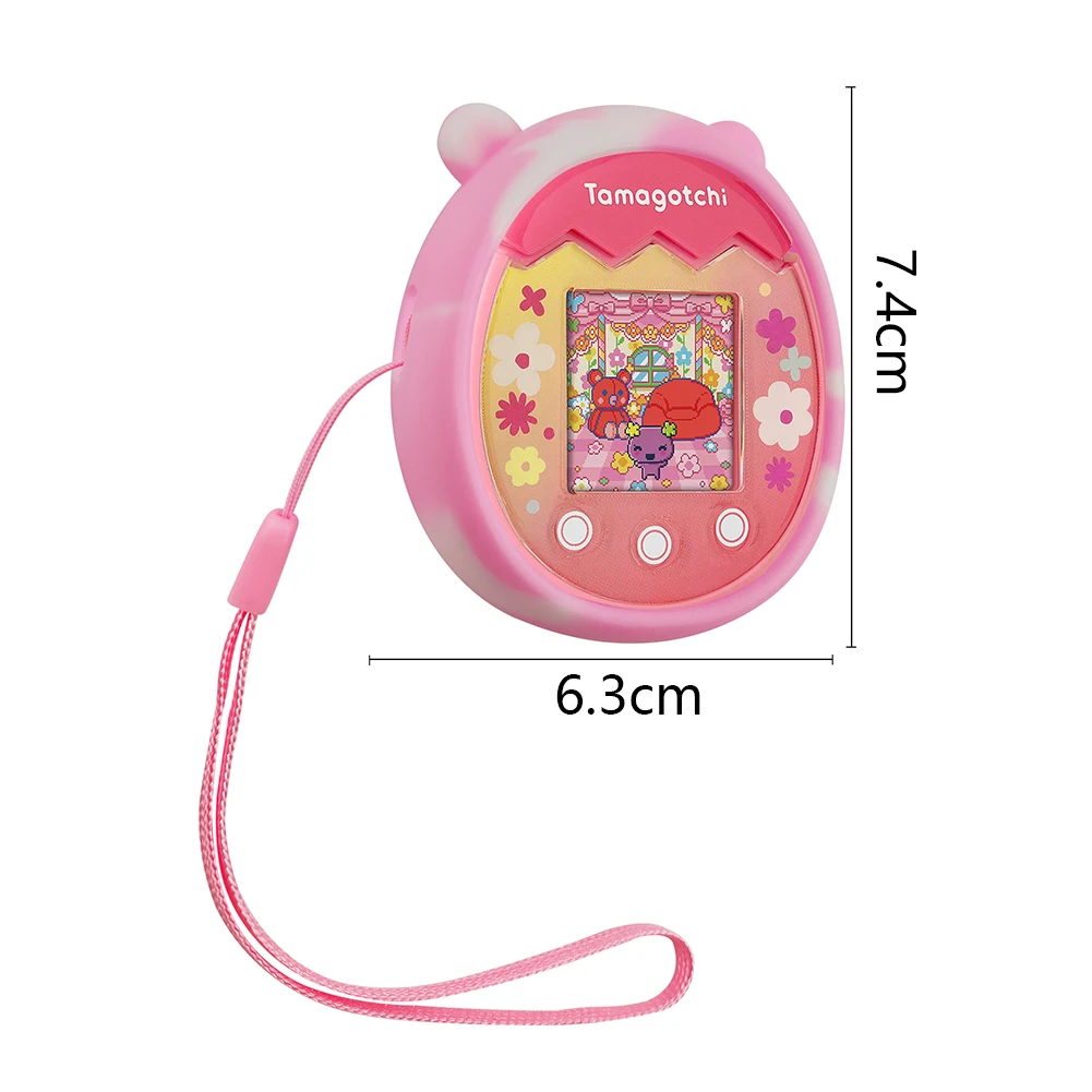 

Silicone Comprehensive Protection Case with Lanyard Pet Game Machine Cover Cartoon Mouse Shaped Scratch Proof for Tamagotchi Pix