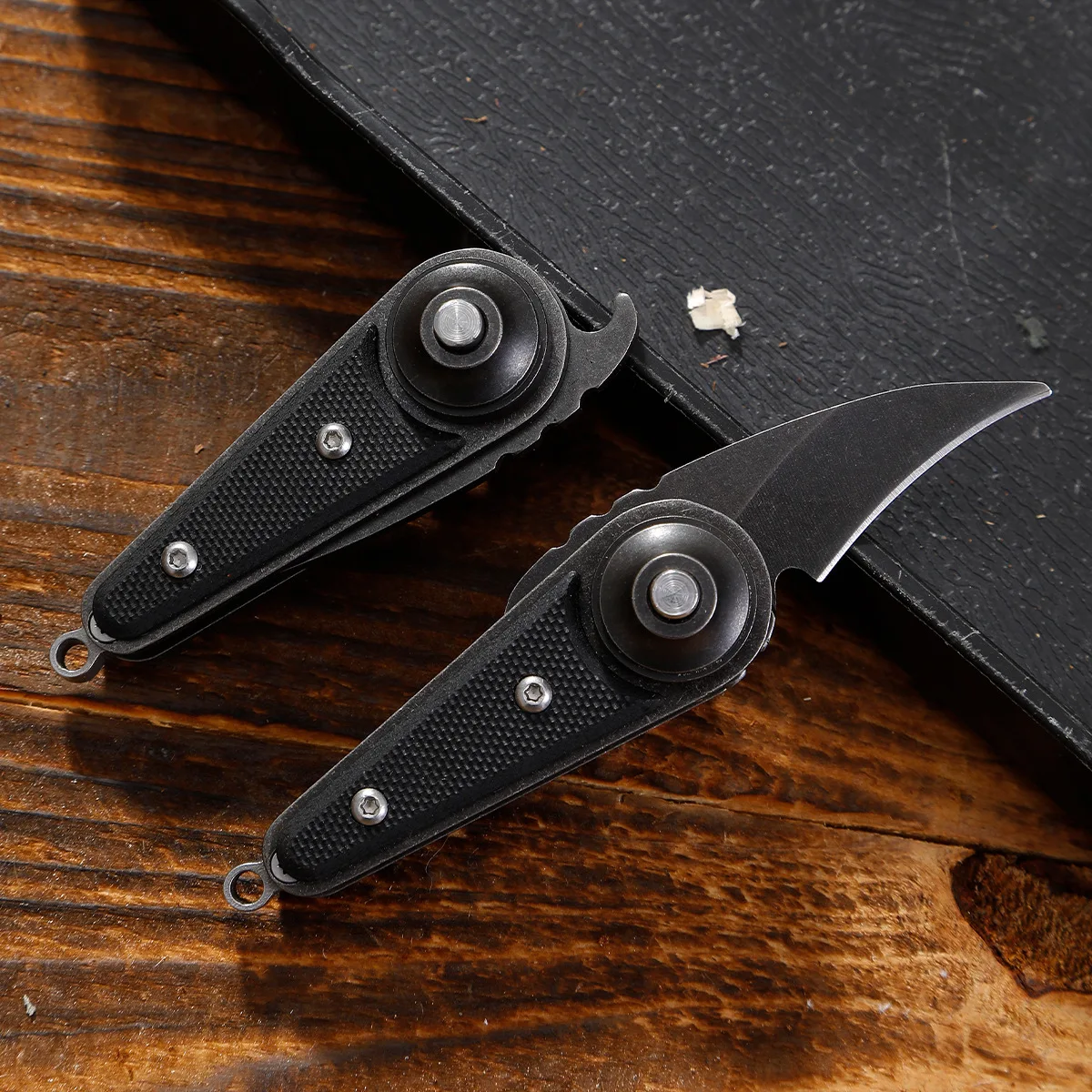 Mini Pull Ring Folding Knife Stonewashed 8Cr13Mov Blade G10 Handle Lightweight Portable Camping Fishing Hunting Survival Tool
