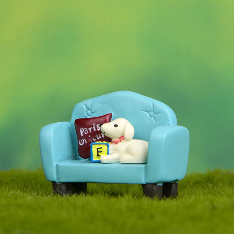 Dog Figurine with Moss Planter, Kawaii Photography Prop for Zakka Decor - Detail 1