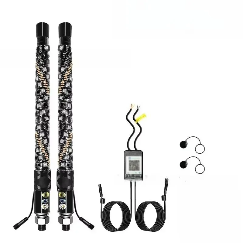 

Popu For Antenna RGB Chasing Turn Signal Brake Light Reverse Light 2pcs 1FT Spiral LED Can-am X3 RZR UTV ATV Trucks