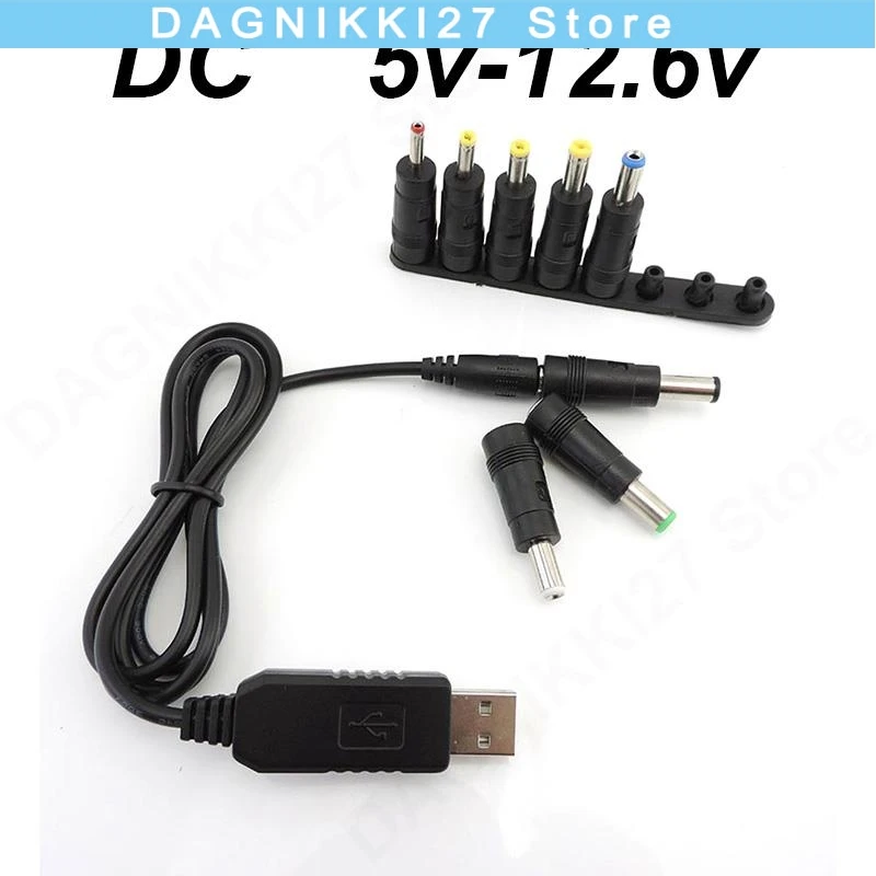 

5V 9v 12v 8.4V 12.6V DC Charging Power Cord USB To 5521 Multifunctional DC Interchangeable Plug Male Charging Cable V27