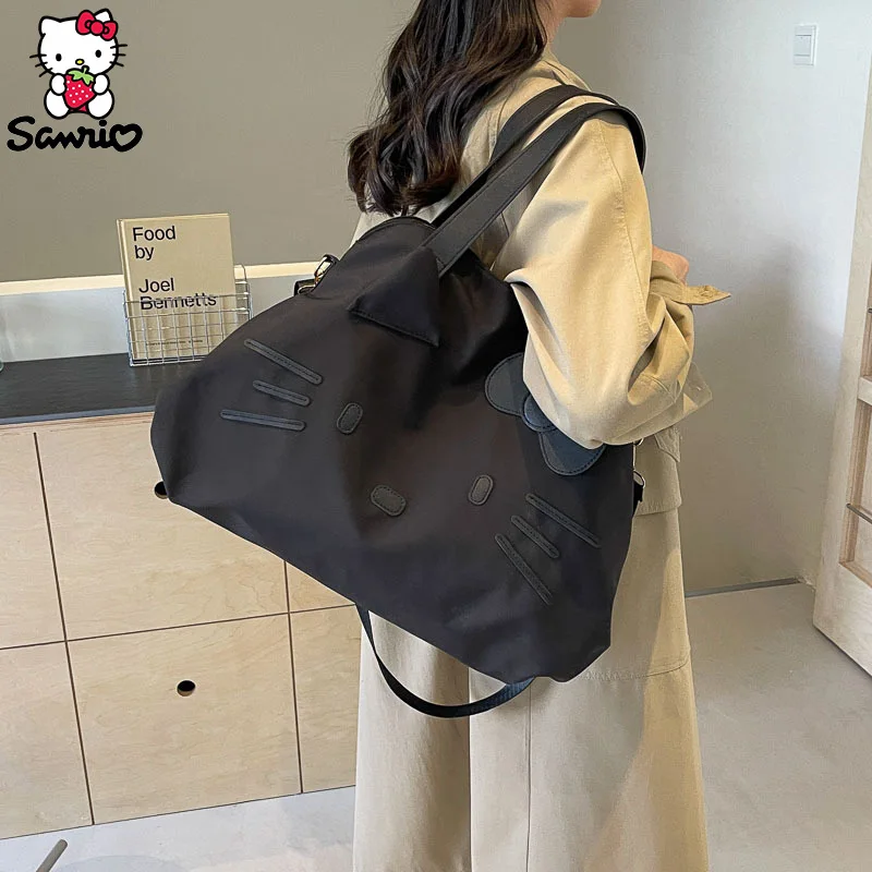 

Black Hello Kitty Crossbody Bag One Shoulder Large Capacity Tote Bag Sanrio Handbag Student Female Short Distance Travel Bag