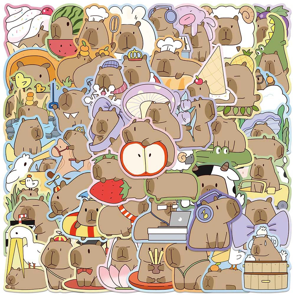 10/30/50pcs Cute Funny Cartoon Capybara Graffiti Stickers Kawaii Decals Laptop Phone Fridge Luggage Scrapbook Decoration Sticker
