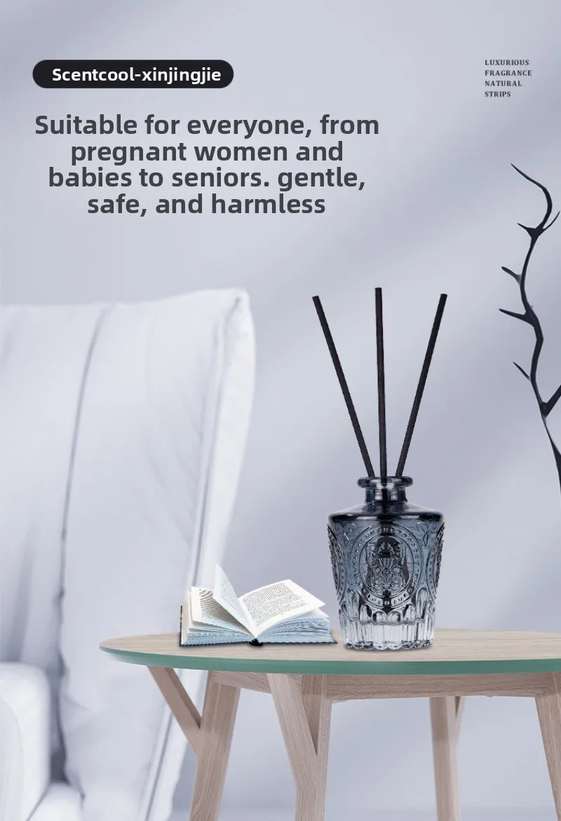 مجموعة ناشرات روطان ريد منقوشة، زخرفة عطرية منزلية مزخرفة مع أعواد طبيعية، معطر هواء للعلاج العطري لغرفة النوم #5