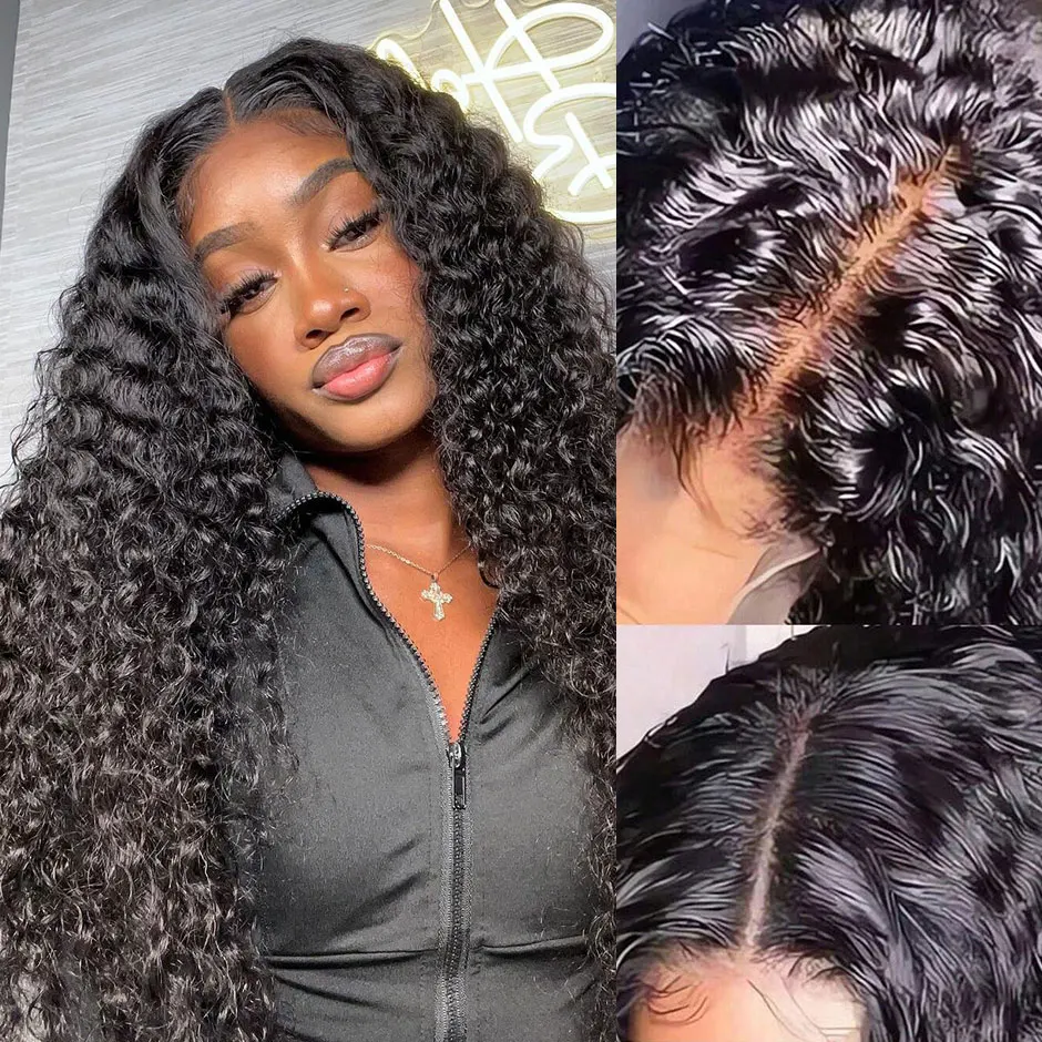 Yawawe hair kinky curly 6X4 glueless wig human hair ready to wear wigs for women Lace Frontal Wig PreCut PrePlucked ready to go