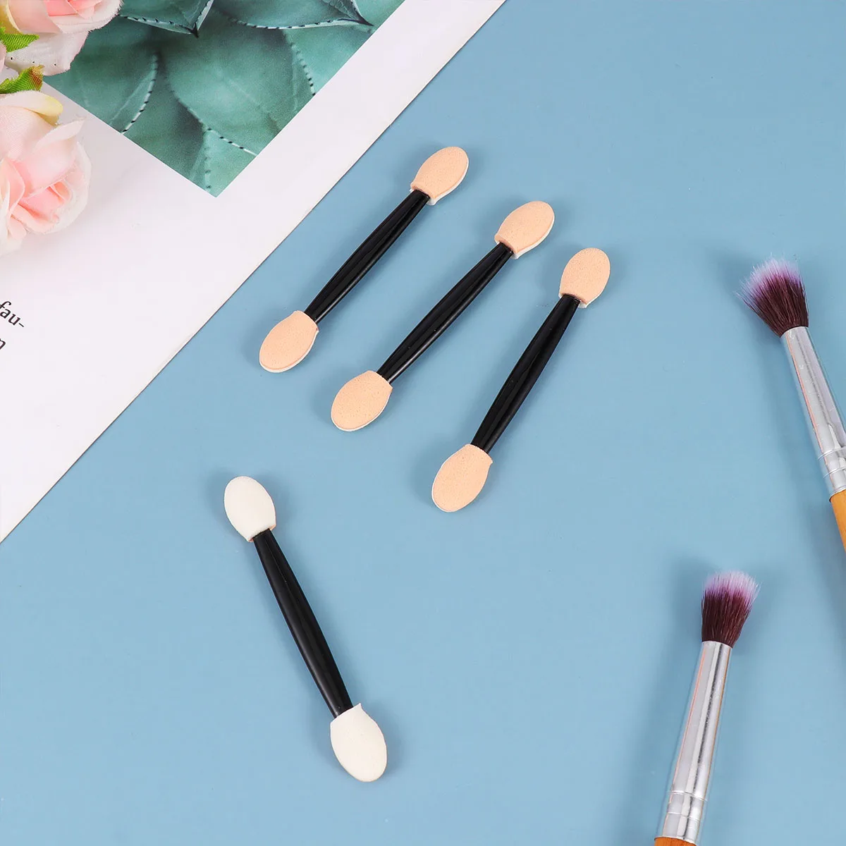 24 Uds. De esponja desechable para sombra de ojos, aplicadores de maquillaje de doble punta para mezclar sombra de ojos, aplicación de labios con brillo facial