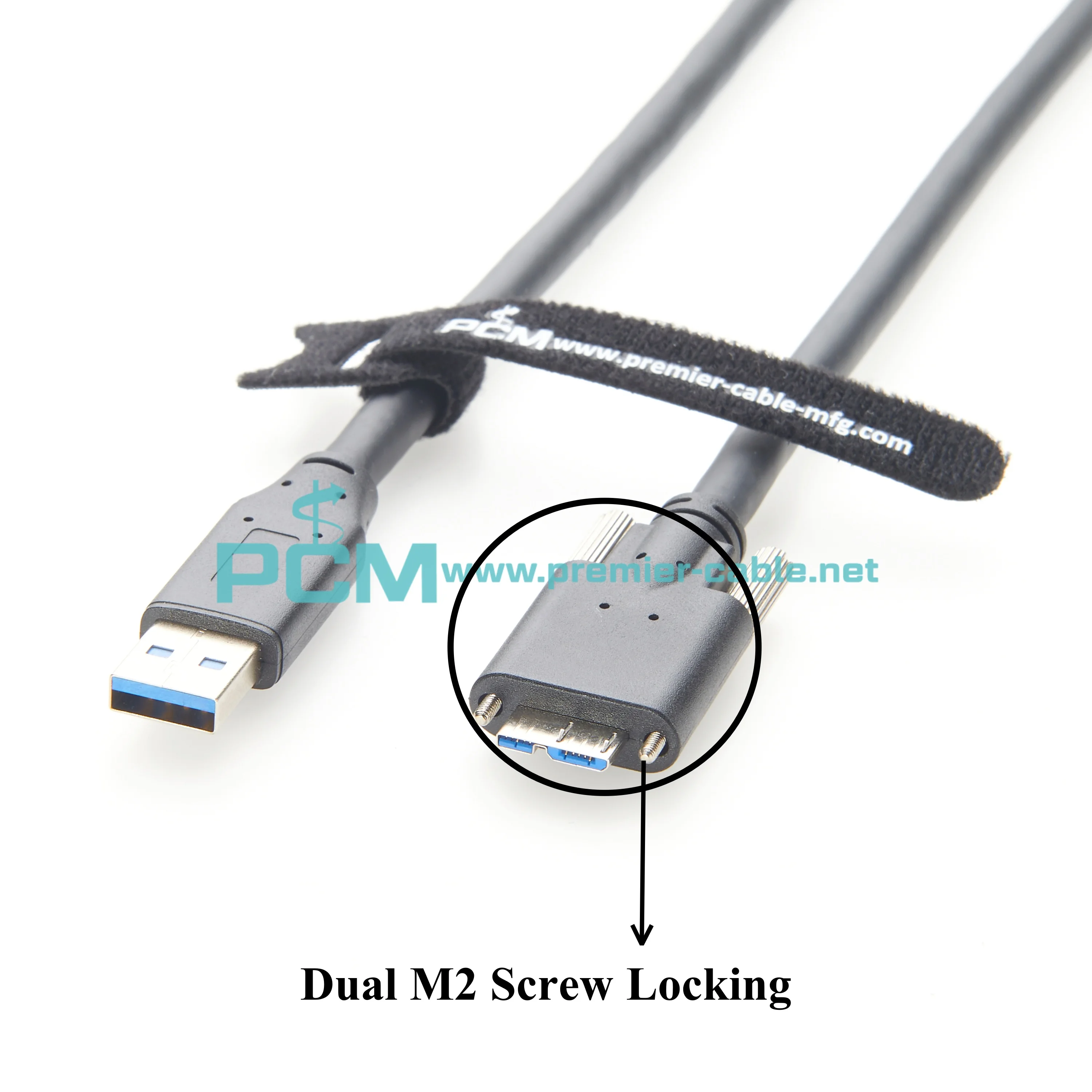 High Flex USB3.0 Active Boosted Cable, USB 3.0 A Male to Micro USB 3.0 B Male Cable with M2 Screw Locking for Industrial Cameras