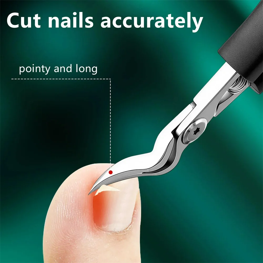 1Pc Professional Stainless Steel Toenail Clipper With Serrated Blade For Thick Ingrown Nails Durable Trimmer Men Women Nail Tool