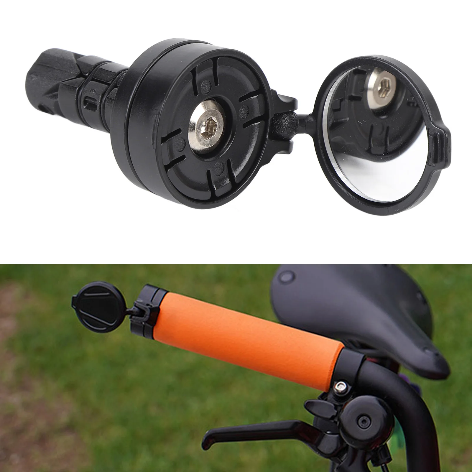 Cycling Bar End Mirror Handlebar End Rear View Mirror Adjustable Clear Vision Convex Glass Lens Easy Installation for Riding