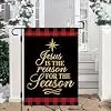 DLZDN Jesus is The Reason for The Season Garden Flag Christian Garden Flag 12×18 Inch Double Sided Buffalo Plaid Farmhouse Y jjp