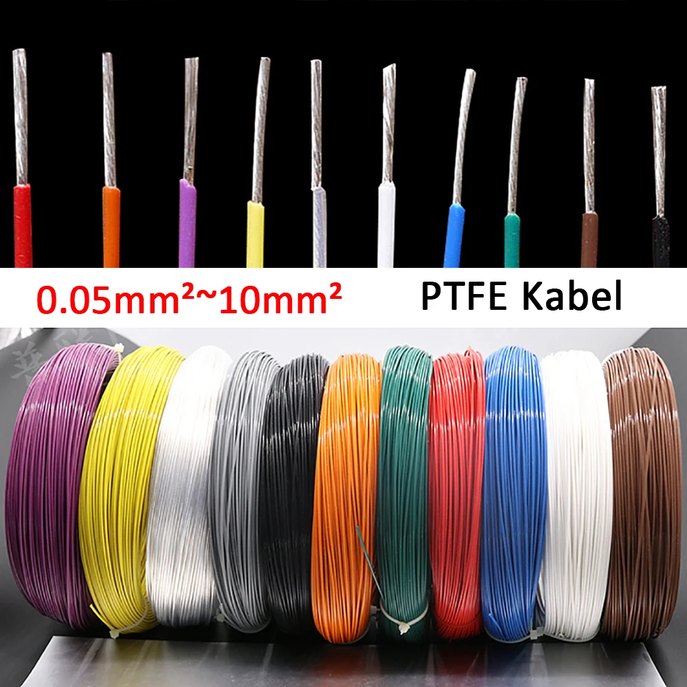 1M 0.05 0.08 0.15 0.2 0.35 0.5 0.8 1 1.5 2 2.5 4 6 10mm² PTFE Cable Wire High TEMP Tinned Silver Stranded DIY Headphone Cable