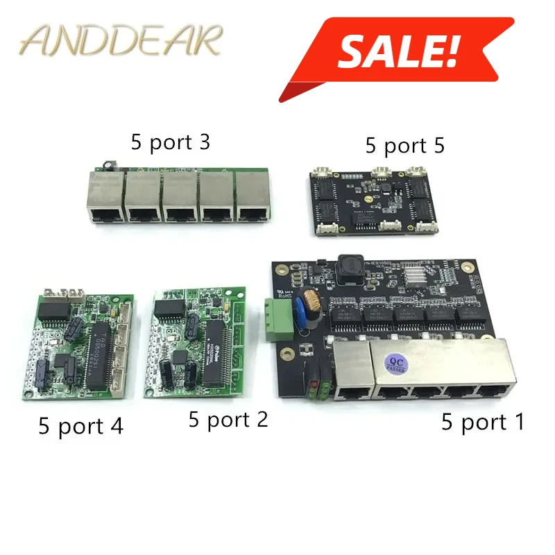 Unmanaged 5port 10/100M industrial Ethernet switch module  PCBA board OEM Auto-sensing Ports PCBA board OEM Motherboard