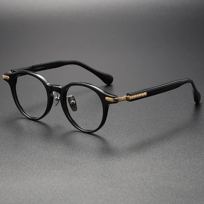 

Japanese Handmade Vintage Round Glasses Frame Men Women Titanium+Acetate Prescription Eyeglasses Spectacles Design Optical Frame