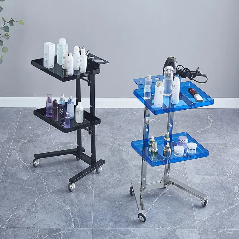 Beauty Salon  Acrylic Tray Stainless Steel Frame Trolley Simplicity Home Furniture Foldable Salon Trolley Easy To Clean