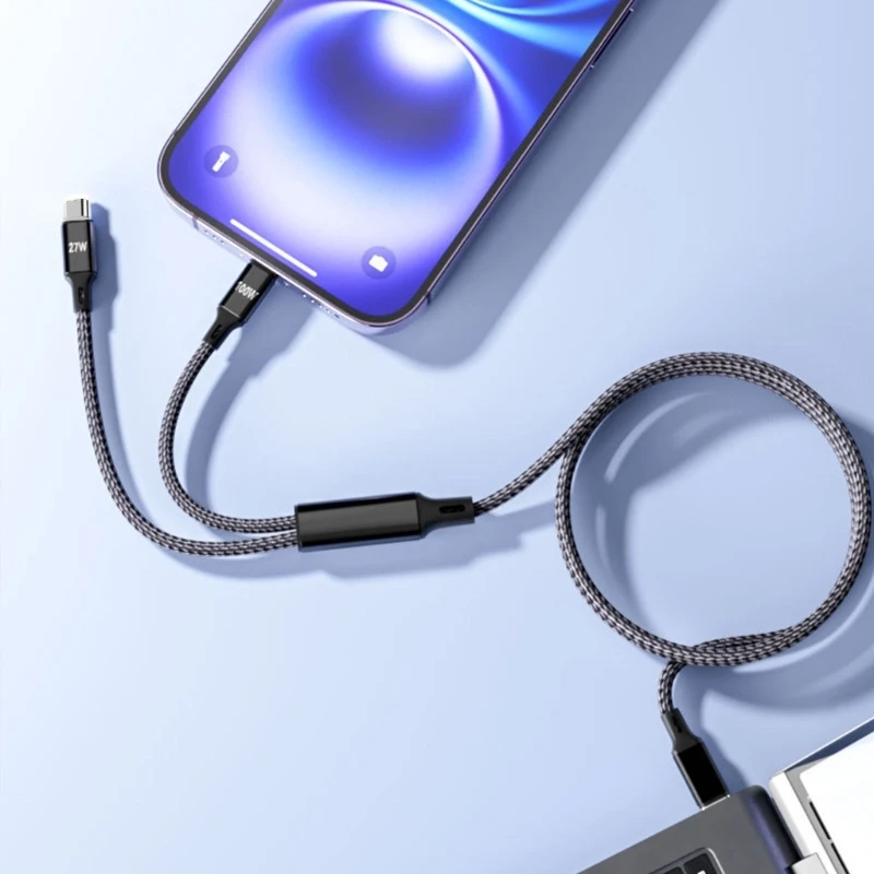 

F68B 2 in 1 USB C to USB C Cable 100W USB C to Double USB C Cable Fast