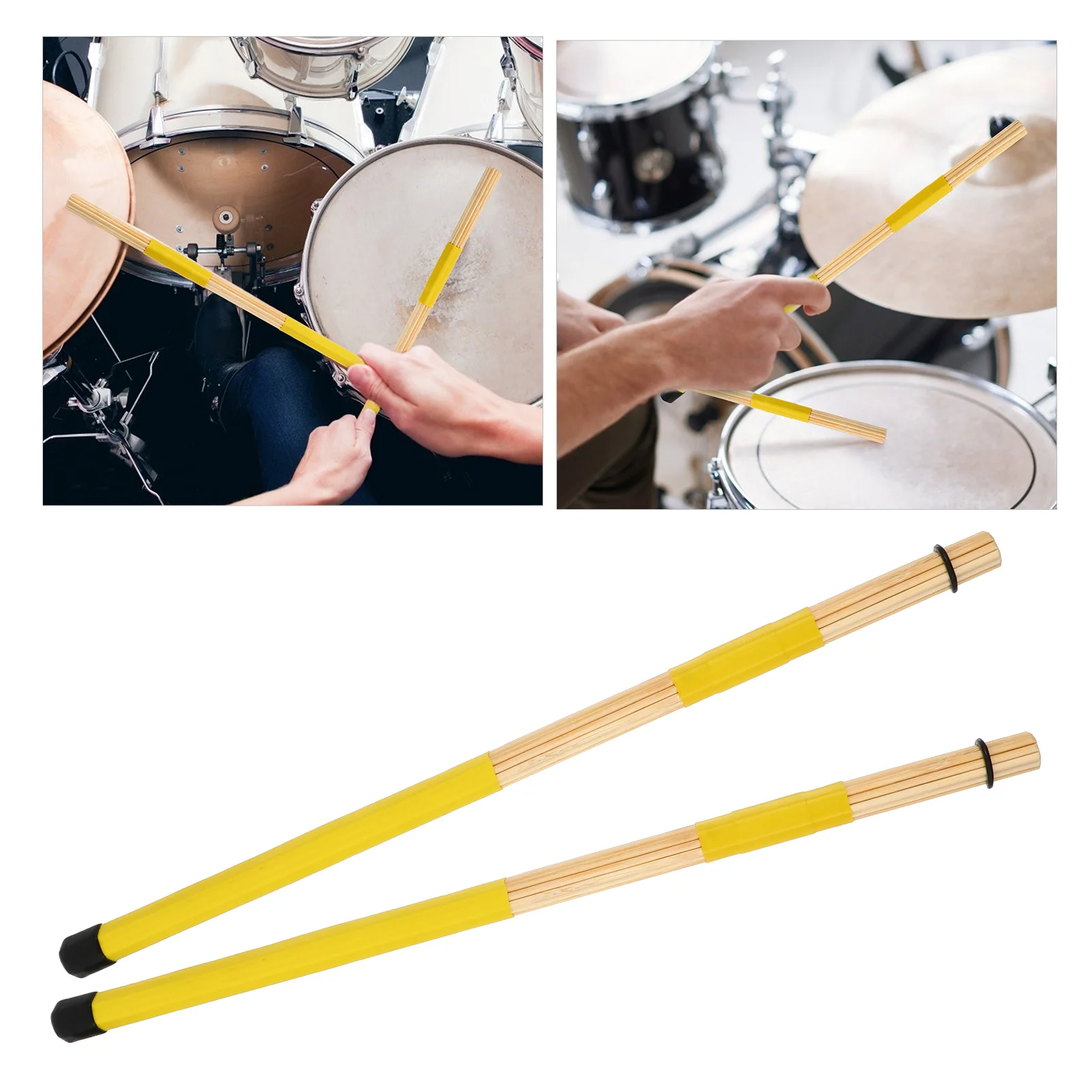 19 Pcs Wooden Drum Brush Set Durable Bamboo Drumsticks Non Slip Design Drumming Tool Rack Stick Musical Instruments Part