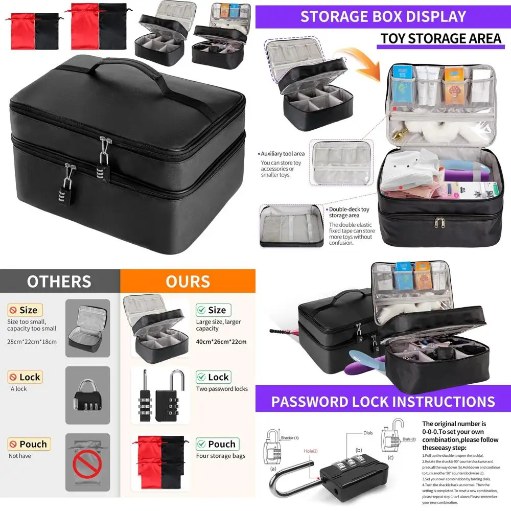 حقيبة تخزين كبيرة من الجلد الصناعي الفاخر للبالغين - 15.7 × 10.2 × 8.7، ناعمة ومتينة، منظم سر