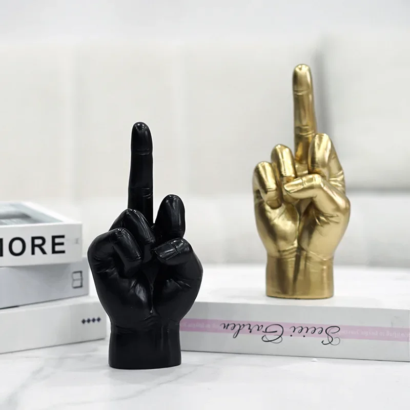 Halloween Resin Middle Finger Statue Gothic Gesture Sculpture Funny Desktop Figurine Graffiti Home Party Decor Gift