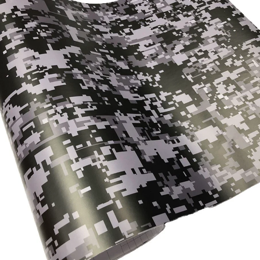 Premium Digital Print Black Grey Grid Camo Vinyl Wrap Camouflage Film With Air Bubble Free For Car Wrapping Motocycle Decal
